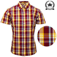 Load image into Gallery viewer, Women&#39;s Burgundy &amp; Gold Check Shirt • Relco
