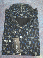 Load image into Gallery viewer, Mens Navy Geometric Long Sleeve Shirt • 100% Cotton
