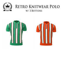 Load image into Gallery viewer, Mens Retro Striped Knitted Polo Shirt • Relco London
