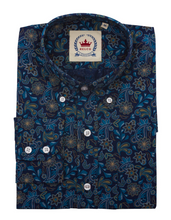 Load image into Gallery viewer, Mens Blue Paisley Floral Shirt • Relco
