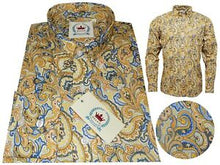 Load image into Gallery viewer, Men&#39;s Mustard and Blue Paisley Shirt • Relco
