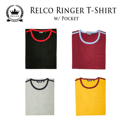 Mens Ringer T-shirt with pocket and stripes • Relco London