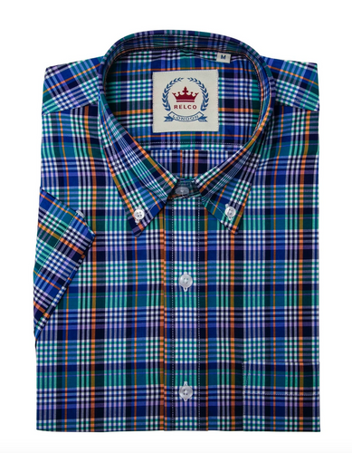 Men's Blue Multi Check Shirt • Relco