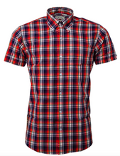Load image into Gallery viewer, Men&#39;s Navy Red Checkered Shirt • Relco
