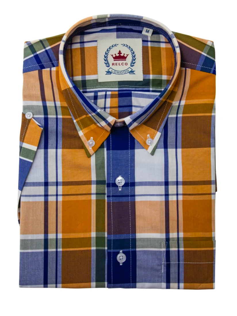 Men's Yellow Blue Checked Shirt • Relco