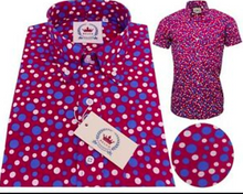 Load image into Gallery viewer, Men&#39;s Shirt Burgundy with Blue/White dots • Relco
