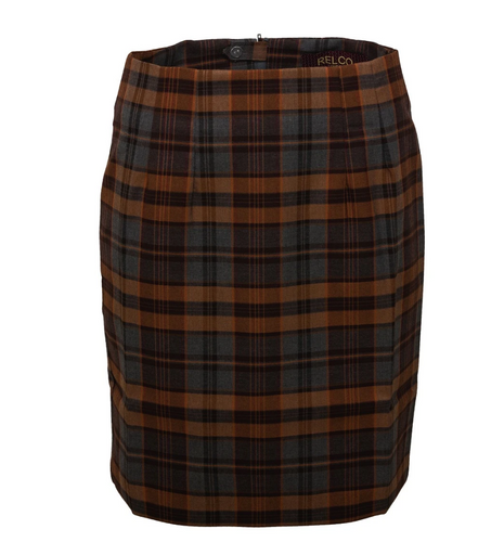 Women's Grey Rust Tartan Skirt • Relco