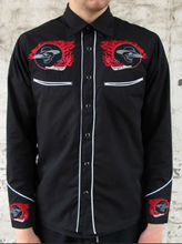 Load image into Gallery viewer, Mens Black Western Cowboy Shirt • Red Skull • Redstar Rodeo
