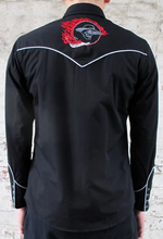 Load image into Gallery viewer, Mens Black Western Cowboy Shirt • Red Skull • Redstar Rodeo
