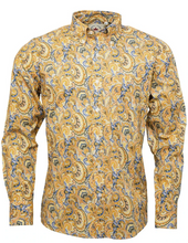 Load image into Gallery viewer, Men&#39;s Mustard and Blue Paisley Shirt • Relco
