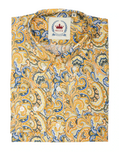 Load image into Gallery viewer, Men&#39;s Mustard and Blue Paisley Shirt • Relco
