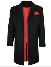 Load image into Gallery viewer, Mens Crombie Woolen Overcoat  • Black with Red lining
