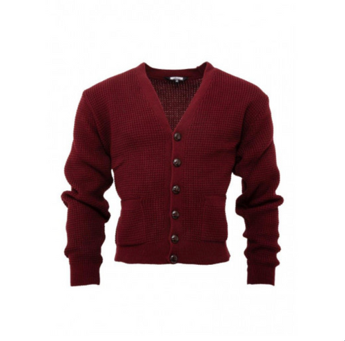 Relco London Waffle Knit Cardigan • Burgundy