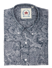Load image into Gallery viewer, Men&#39;s PLATINUM COLLECTION Jacquard Paisley Shirt • Denim Blue Long Sleeve • Relco London
