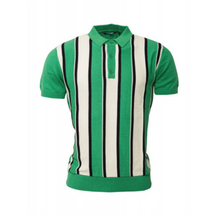 Load image into Gallery viewer, Mens Retro Striped Knitted Polo Shirt • Relco London
