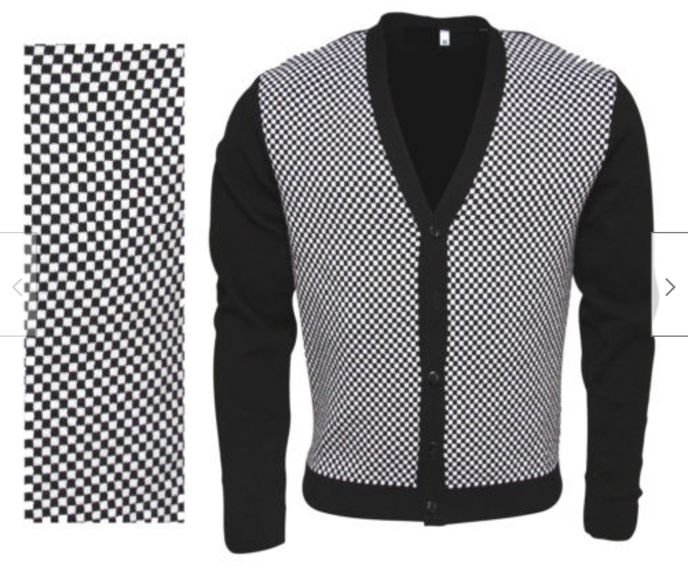 Mens Black & White Check Cardigan