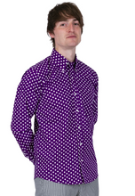 Load image into Gallery viewer, Mens Purple Polka Dot Shirt • Relco
