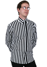 Load image into Gallery viewer, Mens Black White Candy Stripe Shirt • Relco
