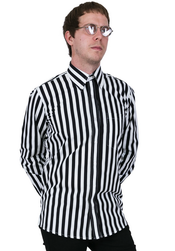 Mens Black White Candy Stripe Shirt • Relco