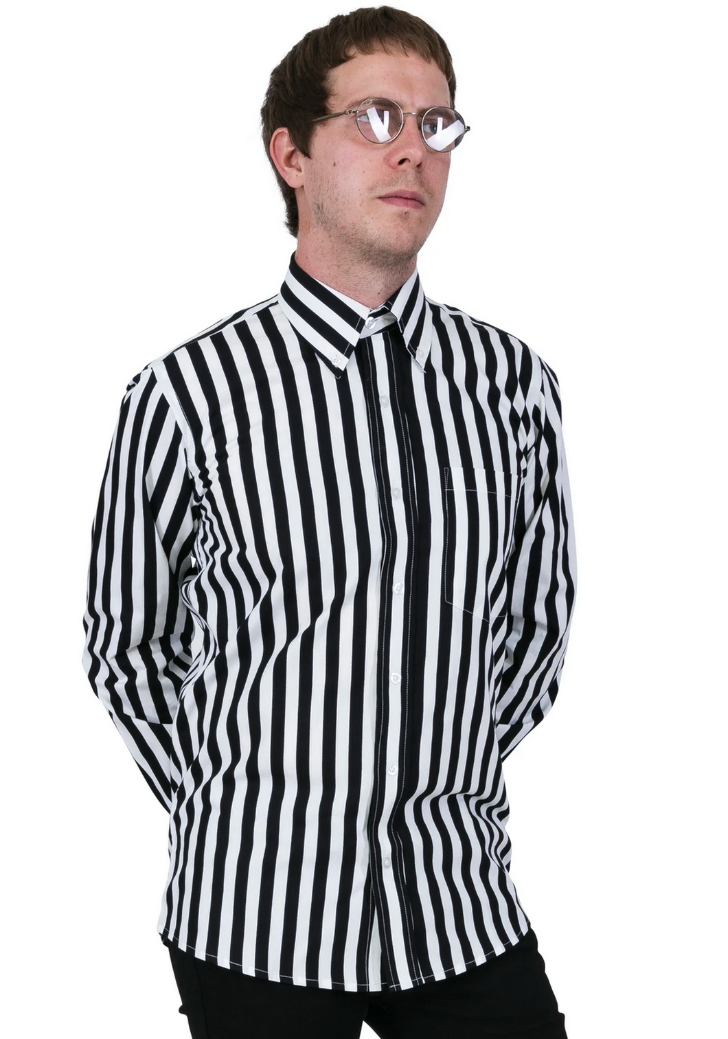 Mens Black White Candy Stripe Shirt • Relco